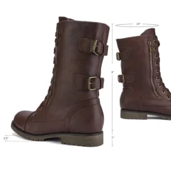 Faux Fur Mid Calf Combat Boots