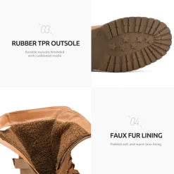 Faux Fur Mid Calf Combat Boots