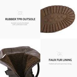 Faux Fur Mid Calf Combat Boots