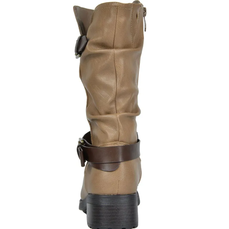 Faux Fur Mid Calf Winter Riding Boots
