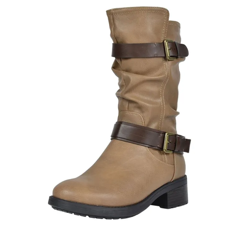 Faux Fur Mid Calf Winter Riding Boots
