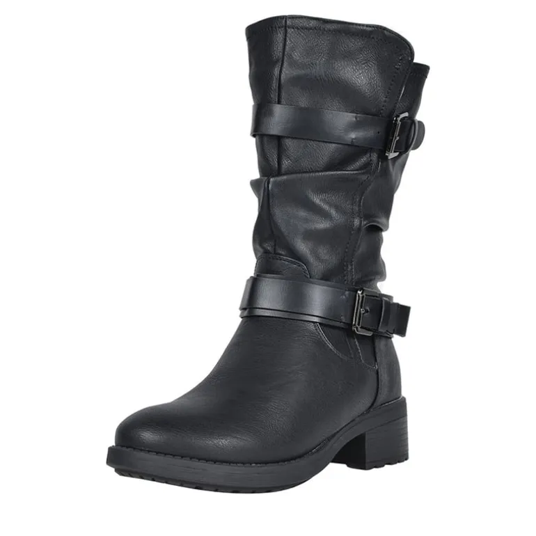 Faux Fur Mid Calf Winter Riding Boots