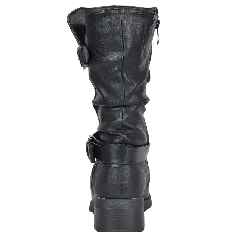 Faux Fur Mid Calf Winter Riding Boots