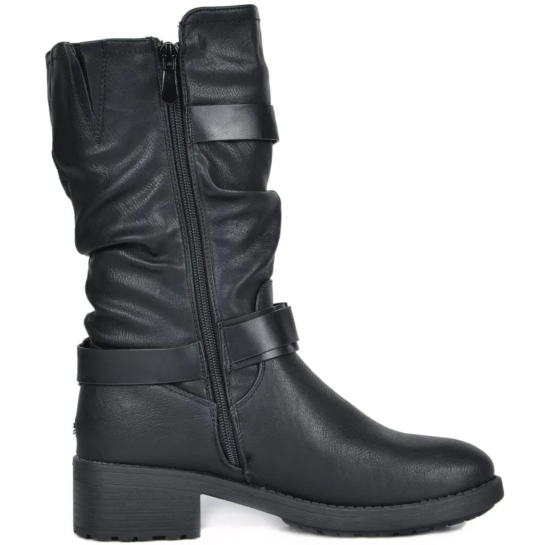 Faux Fur Mid Calf Winter Riding Boots