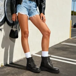 Flat Lace Up Ankle Combat Boots