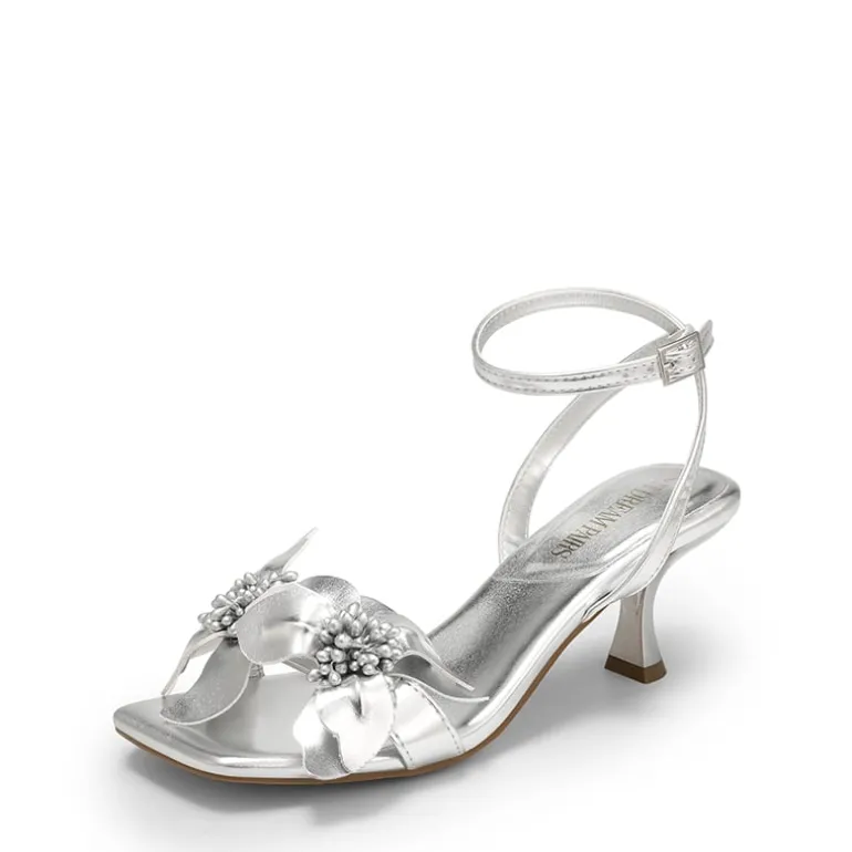 Flower Kitten Heel Sandals