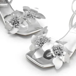 Flower Kitten Heel Sandals