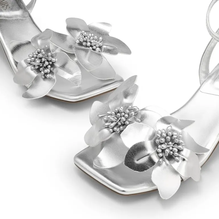 Flower Kitten Heel Sandals