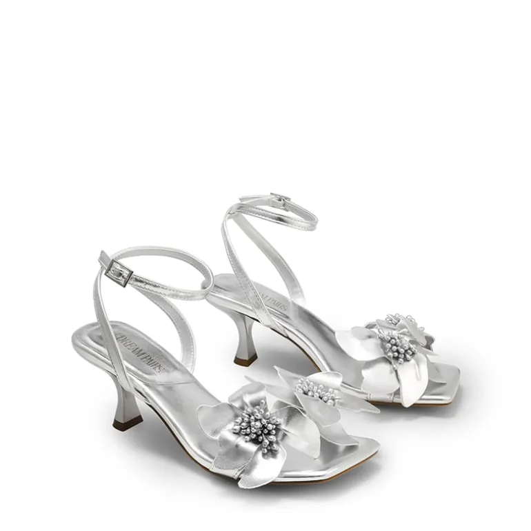 Flower Kitten Heel Sandals