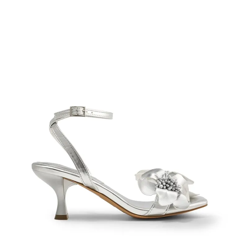 Flower Kitten Heel Sandals