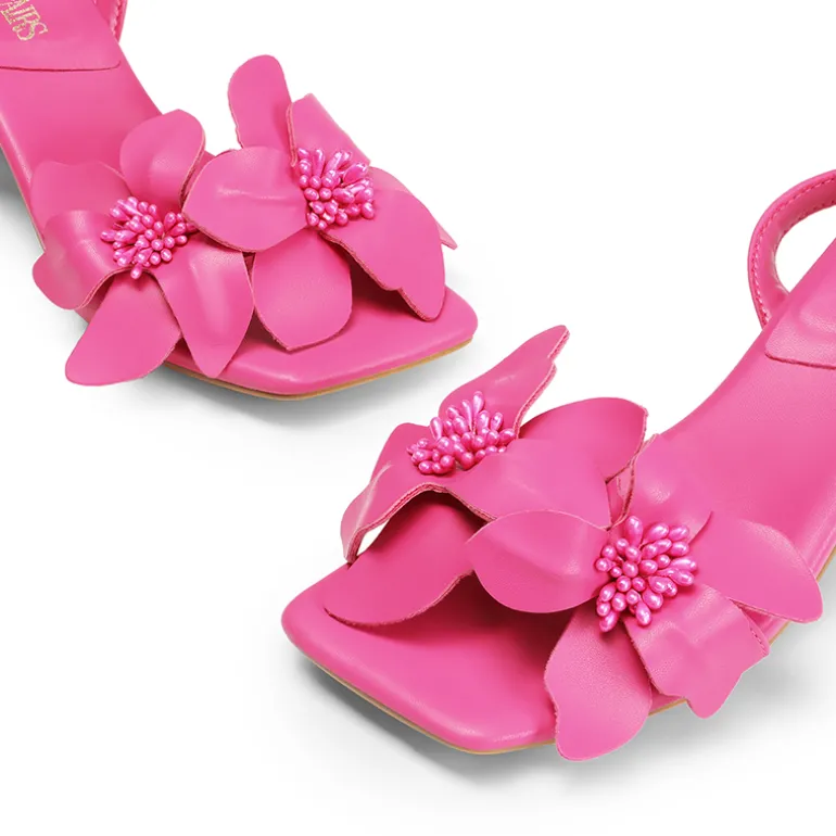 Flower Kitten Heel Sandals