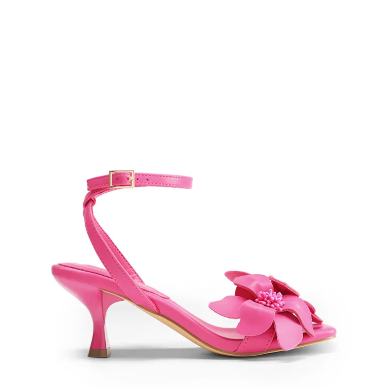 Flower Kitten Heel Sandals