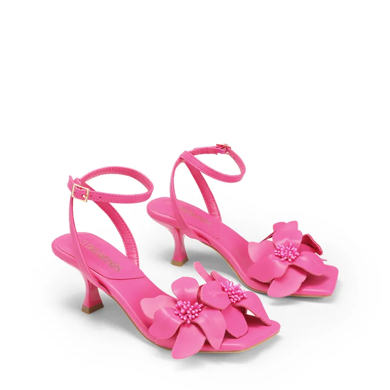 Flower Kitten Heel Sandals