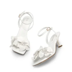 Flower Kitten Heel Sandals