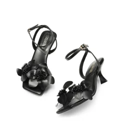Flower Kitten Heel Sandals