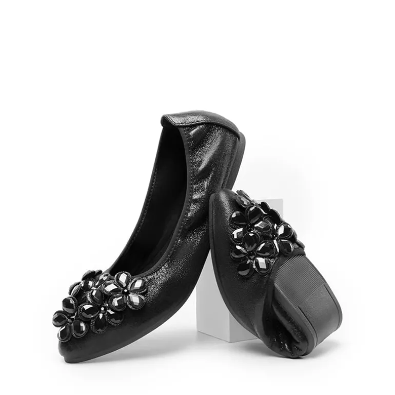 Foldable Rhinestone Slip-On Ballet Flats