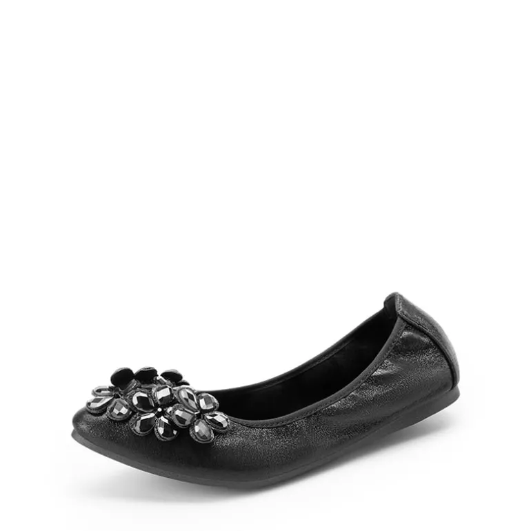 Foldable Rhinestone Slip-On Ballet Flats