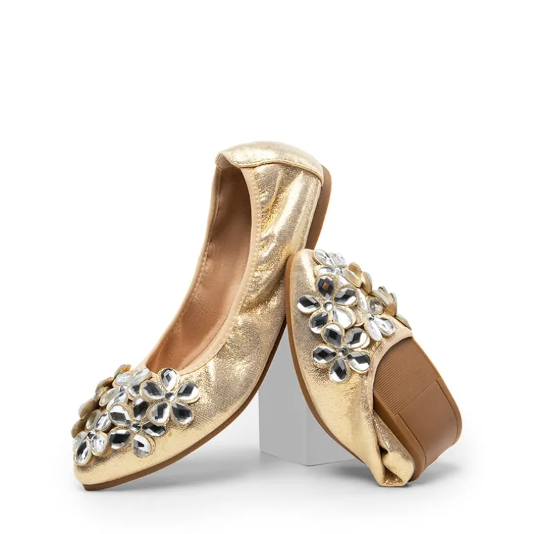 Foldable Rhinestone Slip-On Ballet Flats