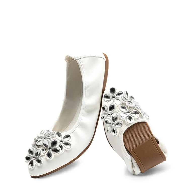 Foldable Rhinestone Slip-On Ballet Flats