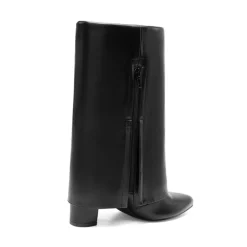 Fold-Over Denim Mid-Calf Boots