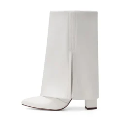 Fold-Over Denim Mid-Calf Boots