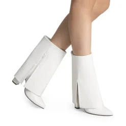Fold-Over Denim Mid-Calf Boots