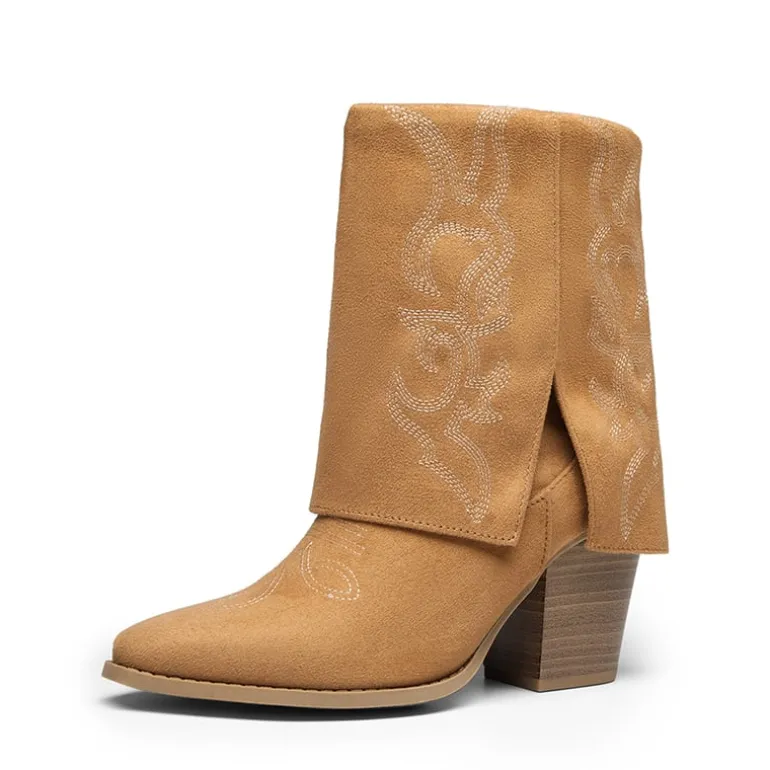 Fold Over Embroidered Cowgirl Boots