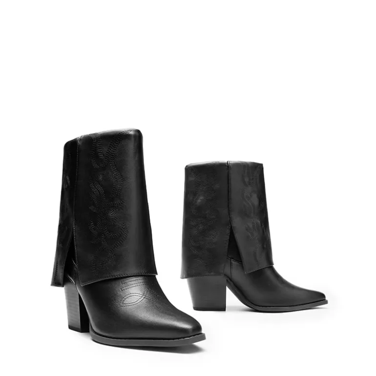 Fold Over Embroidered Cowgirl Boots