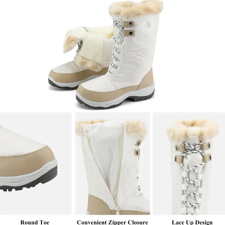 Fur Mid Calf Snow Boots