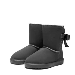 [FuzzyChic Bow] Suede Mid-calf Snow Boots