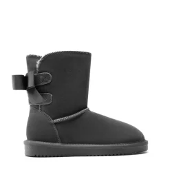 [FuzzyChic Bow] Suede Mid-calf Snow Boots