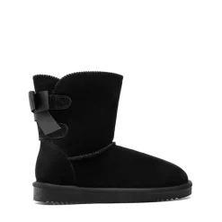 [FuzzyChic Bow] Suede Mid-calf Snow Boots