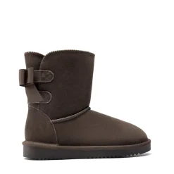 [FuzzyChic Bow] Suede Mid-calf Snow Boots