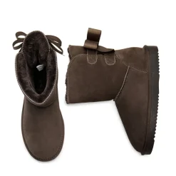 [FuzzyChic Bow] Suede Mid-calf Snow Boots