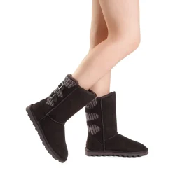 [FuzzyChic Buckle] Fur Lined Non Slip Winter Boots