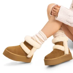 [FuzzyChic Plush Platform] Thick-soled Fluffy Snow Boots