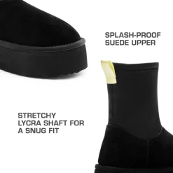 [FuzzyChic Sock-Top Platform] Mid-calf Snow Boots