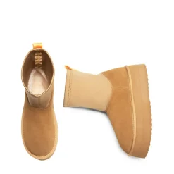 [FuzzyChic Sock-Top Platform] Mid-calf Snow Boots