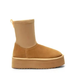 [FuzzyChic Sock-Top Platform] Mid-calf Snow Boots