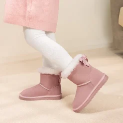 [FuzzyChic TeddyCozy] Kid's Suede Bow Snow Boots