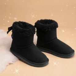 [FuzzyChic TeddyCozy] Kid's Suede Bow Snow Boots