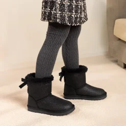 [FuzzyChic TeddyCozy] Kid's Suede Bow Snow Boots
