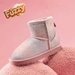 [FuzzyClassic Kid's Low Boot] Kids Faux Fur-Lined Snow Boots