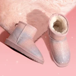 [FuzzyClassic Kid's Low Boot] Kids Faux Fur-Lined Snow Boots