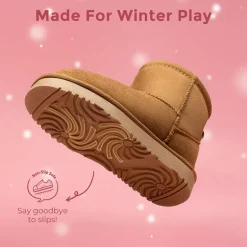 [FuzzyClassic Kid's Low Boot] Kids Faux Fur-Lined Snow Boots