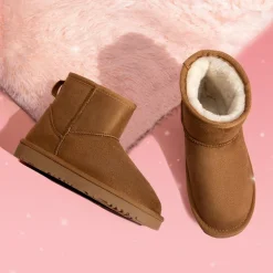 [FuzzyClassic Kid's Low Boot] Kids Faux Fur-Lined Snow Boots