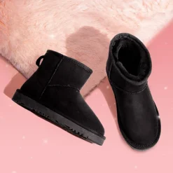 [FuzzyClassic Kid's Low Boot] Kids Faux Fur-Lined Snow Boots