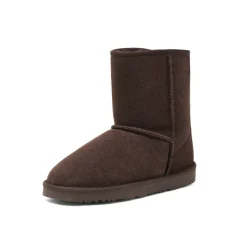 [FuzzyClassic Kid's Mid Boot] Boys & Girls Winter Fur Lined Suede Boots