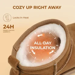 [FuzzyClassic Mini Boot] Splash-Proof Slip-On Suede Snow Boots