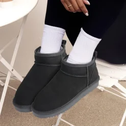 [FuzzyClassic Mini Boot] Splash-Proof Slip-On Suede Snow Boots